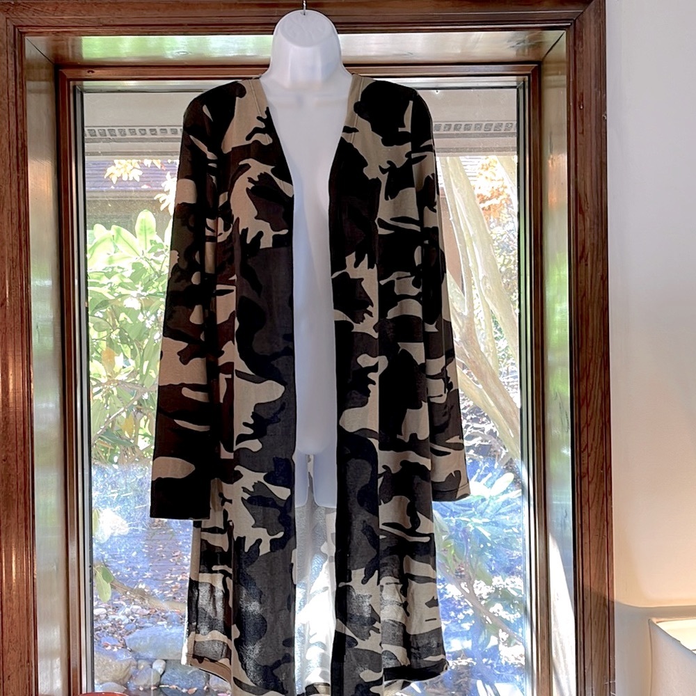 Camo cardigan duster